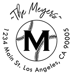 Baseball Outline Letter M Monogram Stamp Sample